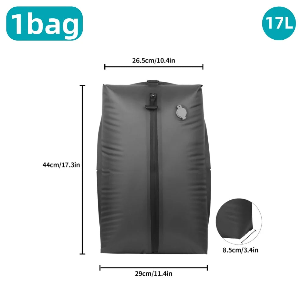 17L Travel Vacuum Bag Reusable Storage Bag Folding Outdoor Compression Bag with Air Pump for Suitcases Backpack Luggage