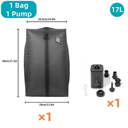17L Travel Vacuum Bag Reusable Storage Bag Folding Outdoor Compression Bag with Air Pump for Suitcases Backpack Luggage