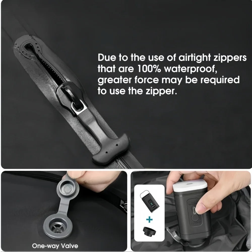 17L Travel Vacuum Bag Reusable Storage Bag Folding Outdoor Compression Bag with Air Pump for Suitcases Backpack Luggage
