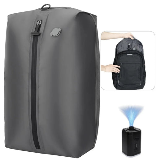 17L Travel Vacuum Bag Reusable Storage Bag Folding Outdoor Compression Bag with Air Pump for Suitcases Backpack Luggage